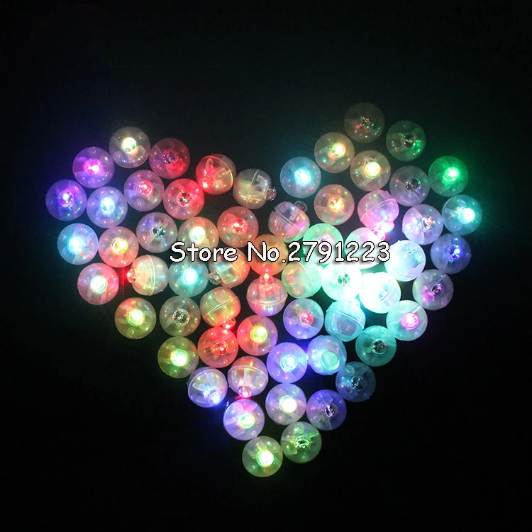 100 шт./лот круглые светодиодные RGB лампы вспышки шарики огни для фонариков