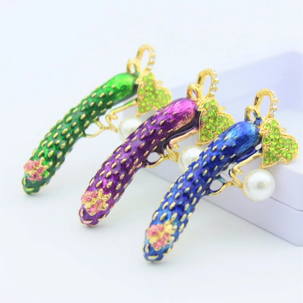 Женская Брошь в виде огурца с эмалью|Броши| |