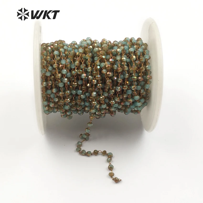 WT-RBC052 WKT светло-зеленый цвет Sparking бисер цепь оптовая продажа 10 метров ручная