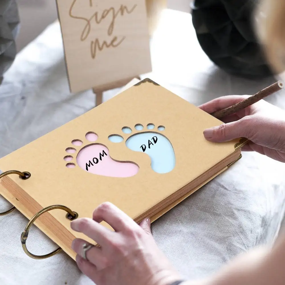 

OurWarm Baby Shower Advice Cards Girl Boy Elephant Guest Book Sign Birthday Party Decorations Kids Gifts Photo Album Scrapbook