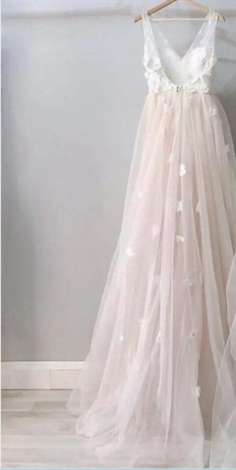 Blush Pink Lakshmigown, цветочное, бохо, свадебное платье, розовое,, элегантное, белое, тюль, свадебное платье, кружевное, сексуальное, принцесса, свадебное платье, Vestido Novia - Цвет: Blush Pink