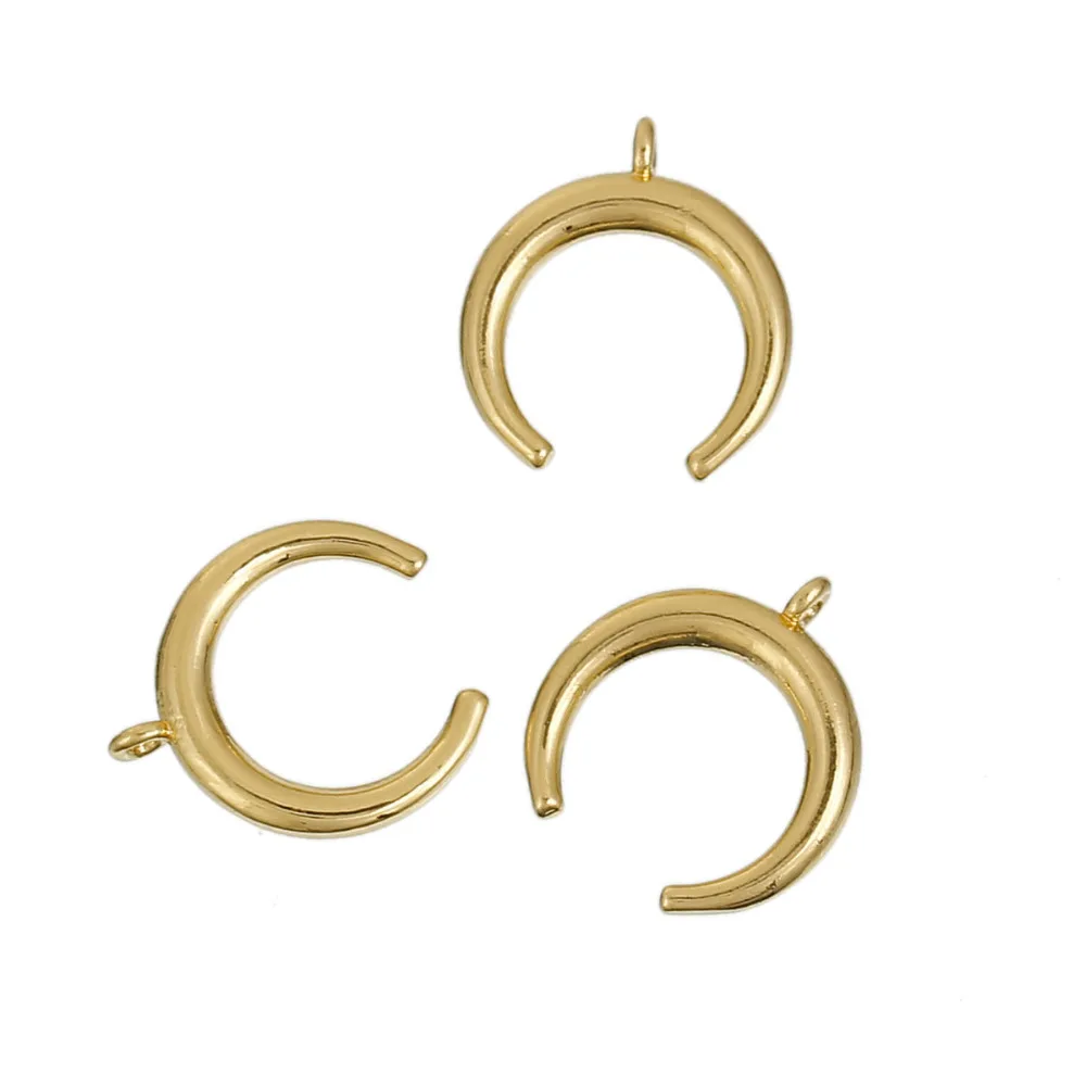 Doreenbeads Медь Boho Chic Подвески двойным рогом скучно серебристый цвет золотистый Moon 17 мм(5/") x 15 мм(5/"), 2 шт