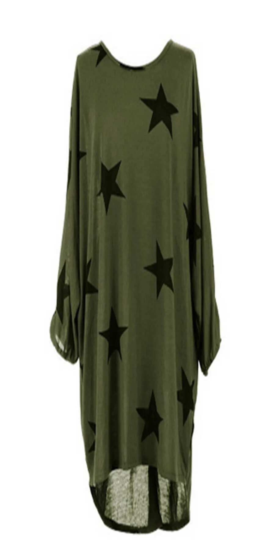 Новейшая летняя женская трикотажная туника с принтом летучая мышь и звездами Lagen