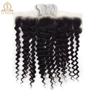 Глубокая волна Прозрачная Кружевная Фронтальная 13x4 Прозрачная Кружевная фронтальная предварительно выщипанная перуанская Remy человеческие волосы для женщин 130% натуральный черный