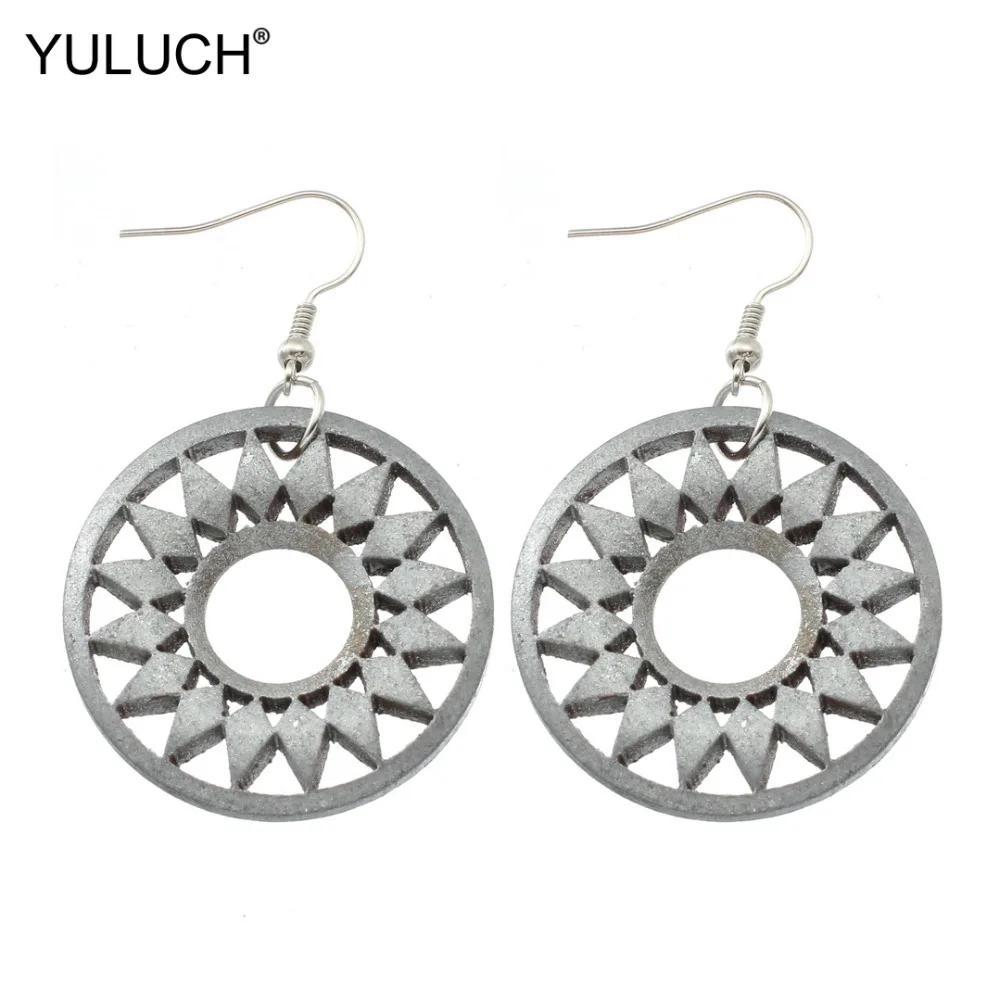 YULUCH Бохо деревянные кристаллы полые индийские Люстры Серьги Висячие богемные