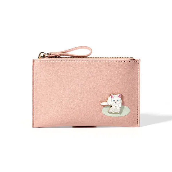 1 Neko Cat Kawaii женский кошелек для монет карамельный цвет подарок ID держатель для карт женский милый мини-кошелек из искусственной кожи значок с изображением кота маленькая сумка для денег - Цвет: 1