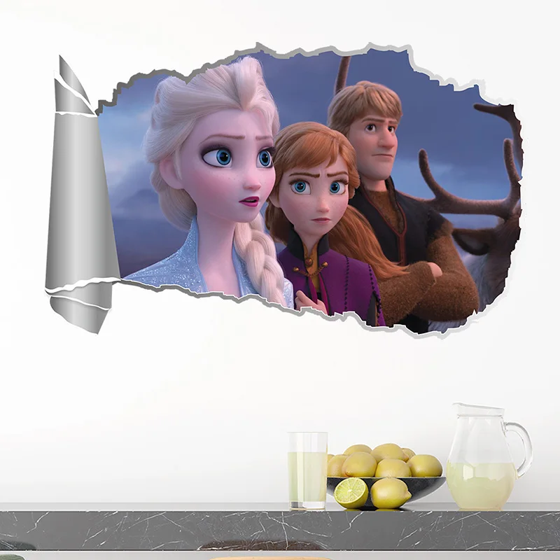 Новые Kristoff Эльза Анна Принцесса наклейки на стену для дома Настенная Наклейка для детской комнаты наклейки 3D фотообои с героями аниме искусство Замороженные 2 постер фильма