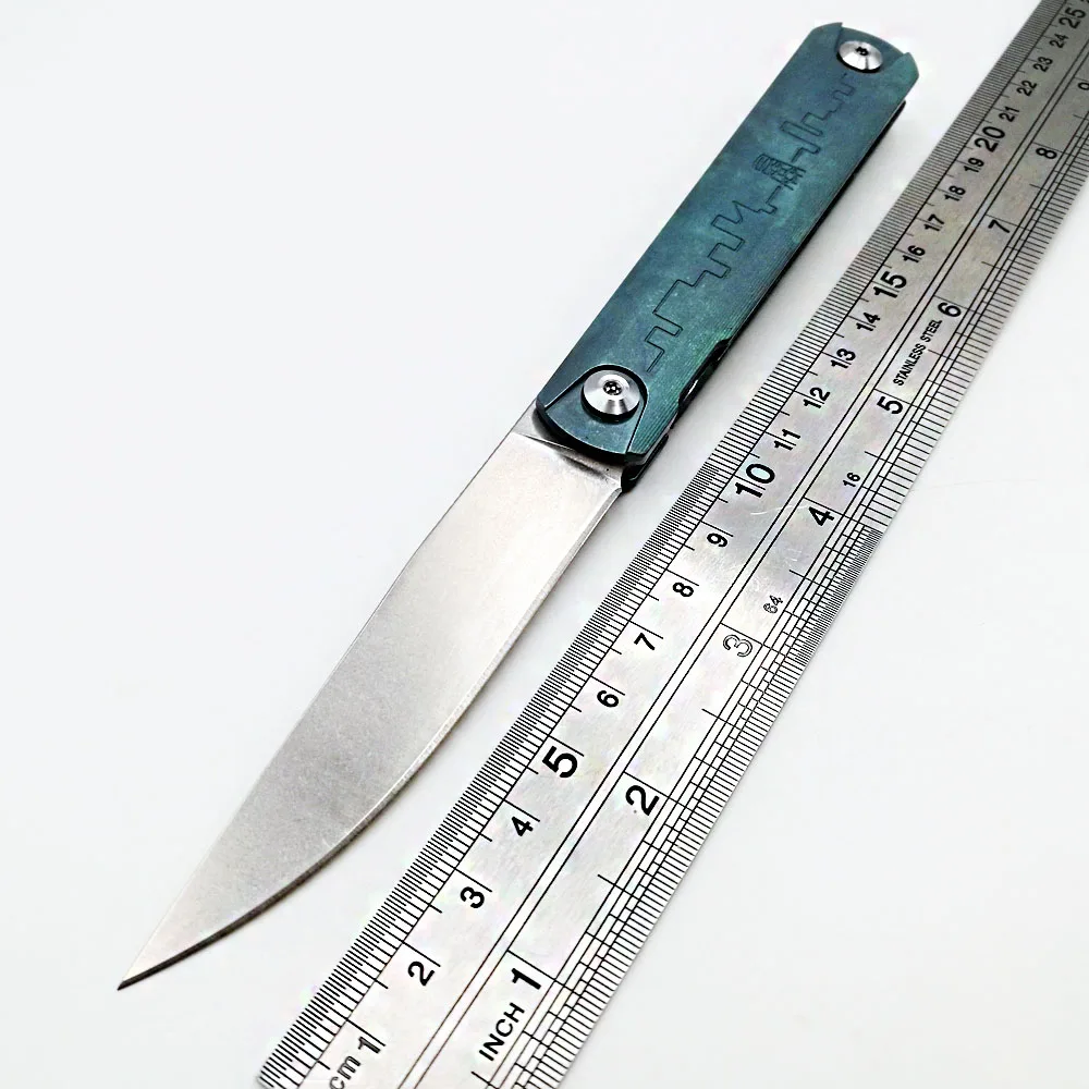 Green Titanium JSSQ S35VN лезвие складной нож титановая ручка Керамический шарикоподшипник карманные ножи Открытый выживания охотничий нож кемпинг инструменты - Цвет: Green Titanium