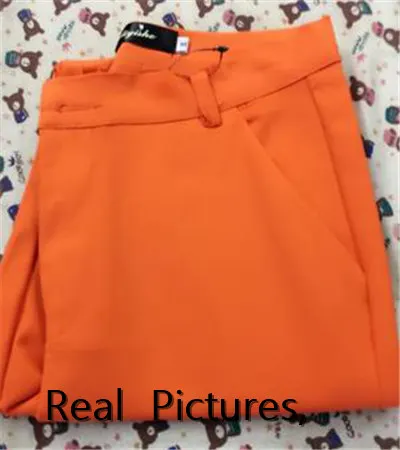 orange Новинка, зима-осень, брюки с высокой талией, женские брюки-карандаш, повседневные одноцветные штаны-шаровары, женские теплые длинные брюки, горячая распродажа - Цвет: orange