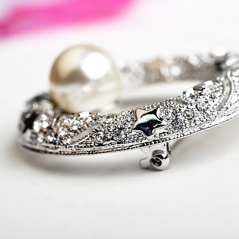 USTYLE роза/белый искусственный жемчуг Большой Круглый Круг Броши для женщин с