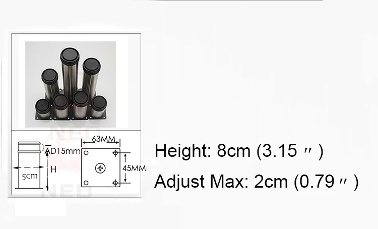 8CM Height NAIERDI 5 см-30 см мебель регулируемые ножки для шкафа стол из нержавеющей стали диван металлическая ножка с винтами оборудование для улучшения дома - Цвет: 8CM Height