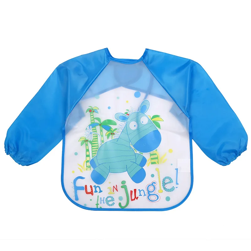 blue donkey Детские нагрудники с длинными рукавами и рисунками животных; Детский комбинезон; одежда для кормления; мягкая водонепроницаемая одежда для малышей - Цвет: blue donkey