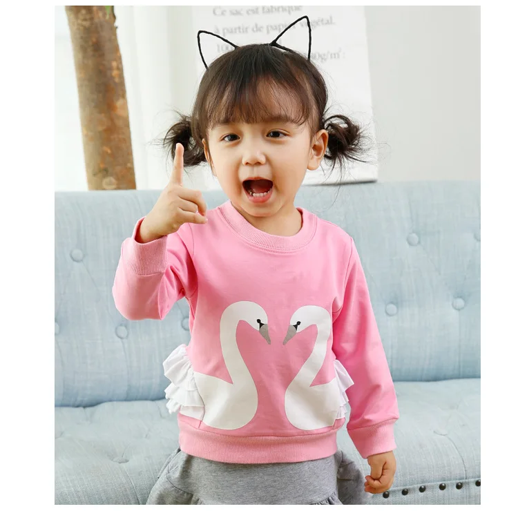 2017 г. весенние и осенние новые Футболка с длинными рукавами для девочек круглый