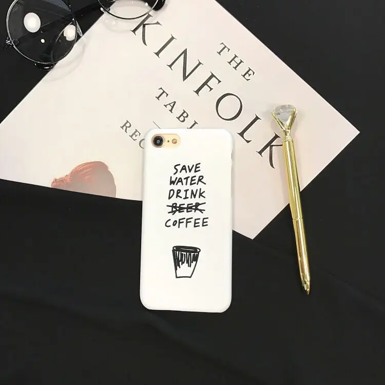 Коробка Милый Кофе Письмо Case Для iphone 7 Жесткий чехол Назад КОМПЬЮТЕР крышка