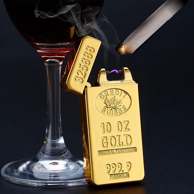 Новинка 2017 USB зарядка Электронная зажигалка Роскошная золотая дуговая