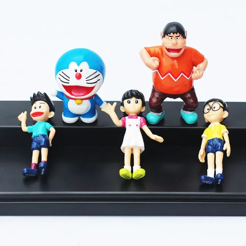 5 ~ 7 см, 5 шт./комплект, аниме Мультяшные фигурки Nobita Sizuka Takeshi, строительные игрушки, игрушки