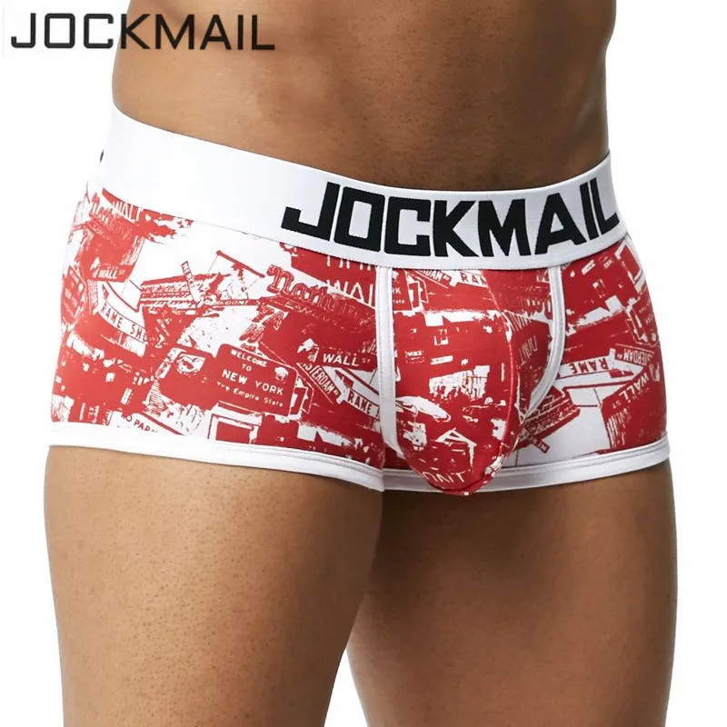 JOCKMAIL боксер для мужчин Cueca Pomo Листья цветочный принт боксеры шорты трусы с отдельной секцией для пениса забавные трусы Мужское нижнее белье Боксеры