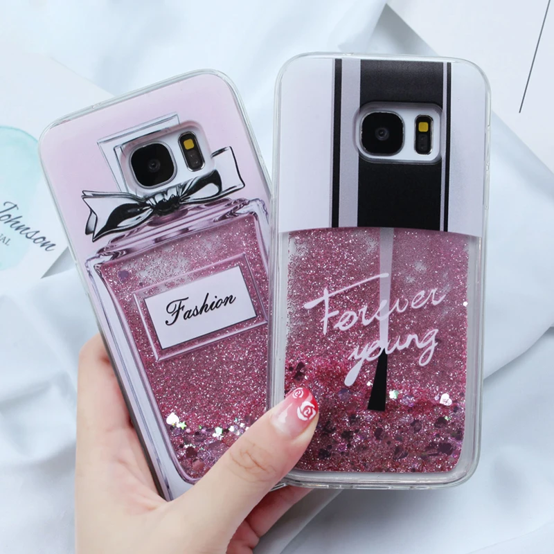 Для Samsung S7 Edge чехол S8 S9 S10 плюс A5 A8 плюс A5 J5 J7 J3 A3 A5 A7 Жидкий блеск динамический телефонные чехлы