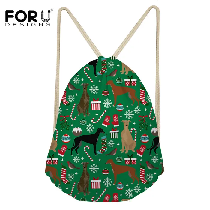 FORUDESIGNS, Борзая Собака, животное, узор, шнурок, сумка для путешествий, для женщин, маленький рюкзак для хранения, Kawaii, 3D печать, рождественский подарок, мешочек - Цвет: Y3511Z3