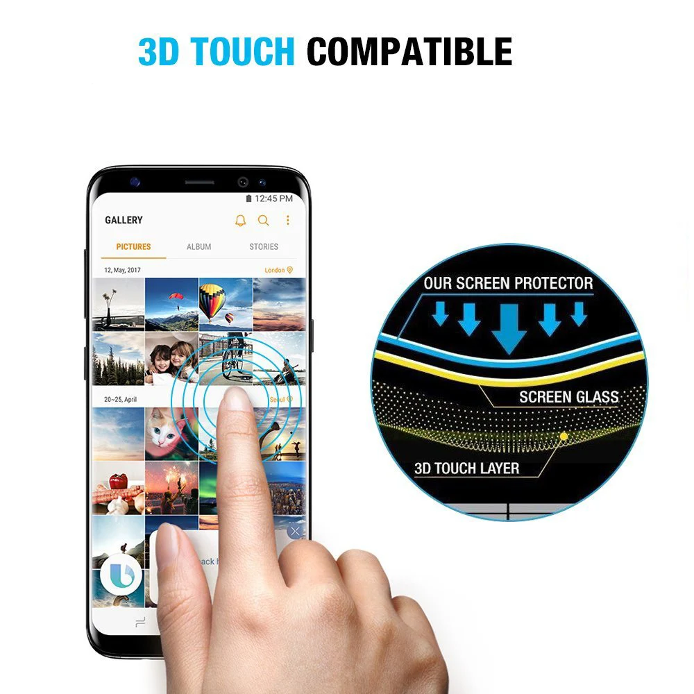 3D полное покрытие экрана стеклянная пленка для Samsung Galaxy S6 S7 Edge S8 S9 Plus + Note 8 A3 A5 A7 2017