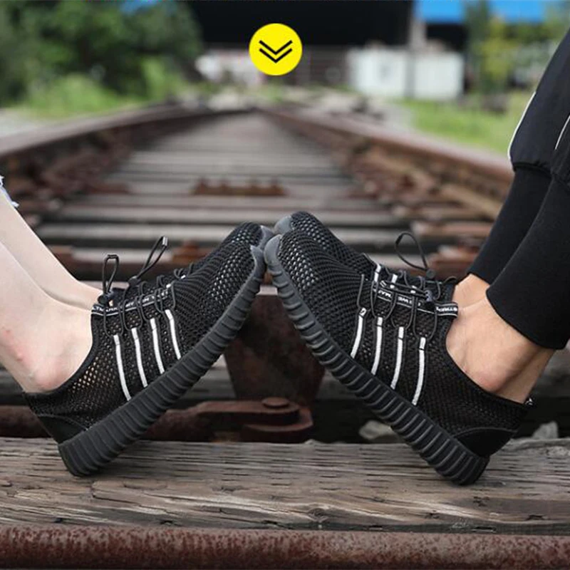 Мужские Нескользящие ботинки со стальными вставками из сетчатого дышащего