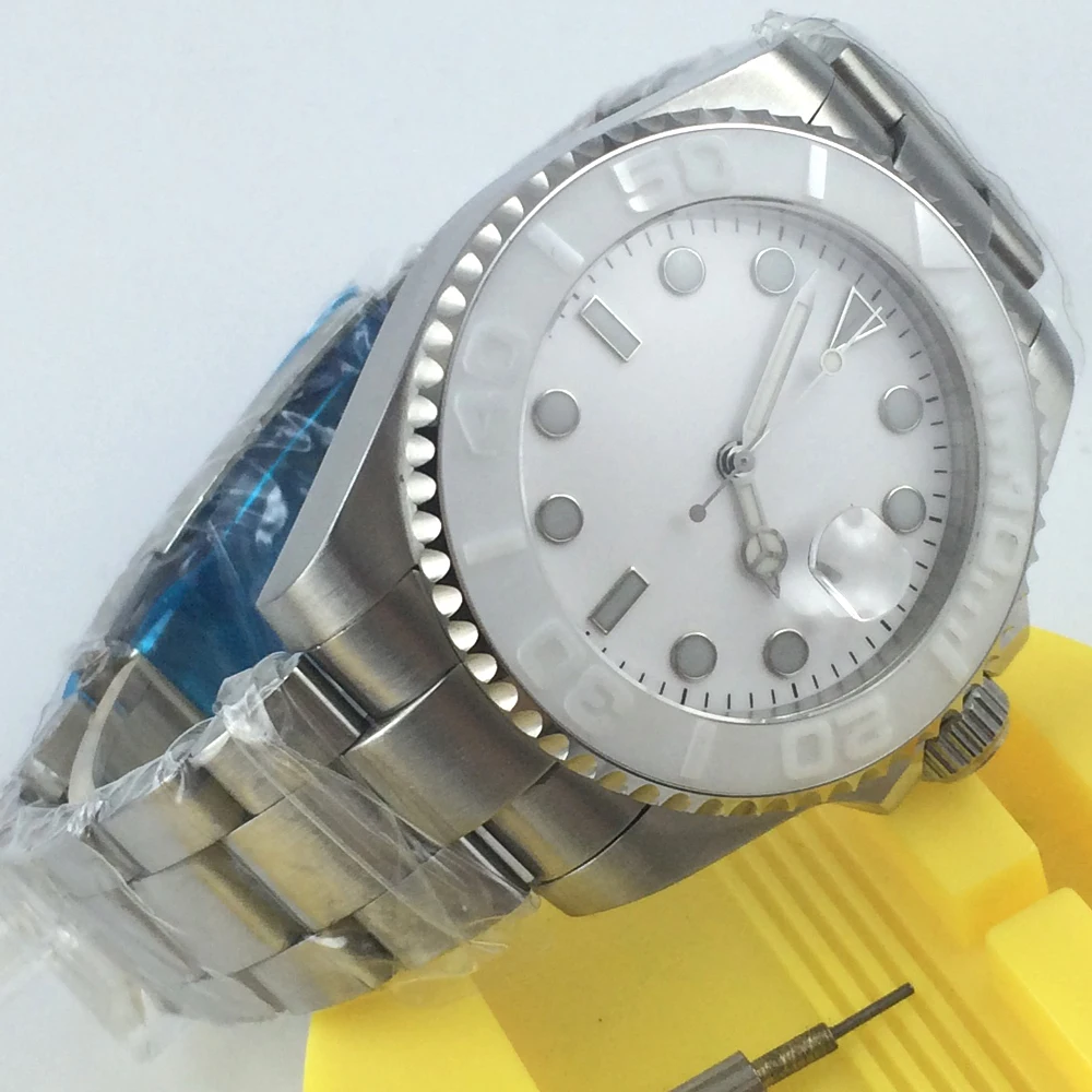 ELIGER 43mm white dial luminous sapphire glass automatic mens watch | Наручные часы