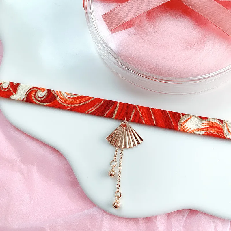 6 DoreenBeads классический японский стиль лента веревка кукла чокер милый романтический женский птица кошка Карп короткое ожерелье с подвеской, 1 шт - Окраска металла: 6