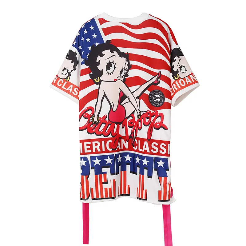 2017 лето мультфильм печати сторона лямки дизайн свободный Футболка Q3214-3 | Женская