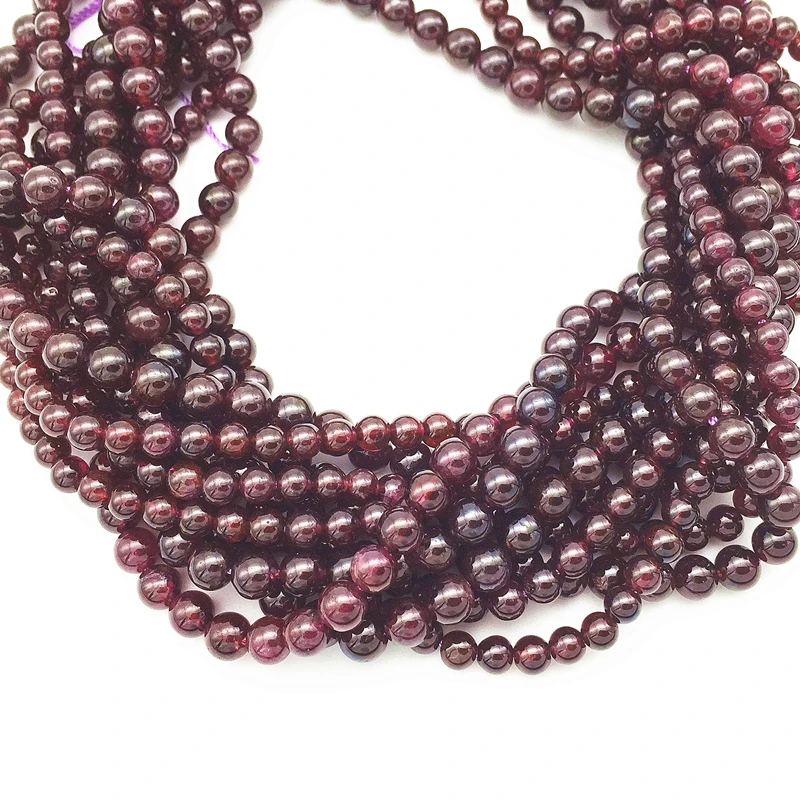 Круглые Бусины Из Натурального темно-фиолетового граната 4 мм 5 6 хорошего