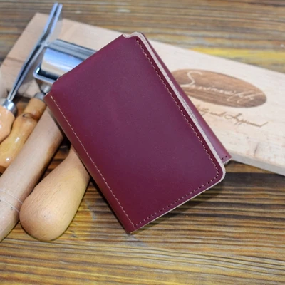 Red brown Men Wallet Мужской кошелек ручной работы из натуральной кожи в 3 сложениях, винтажный кожаный кошелек, лазерная гравировка, надпись и фото, подарок, мужской кошелек - Цвет: Red brown Men Wallet