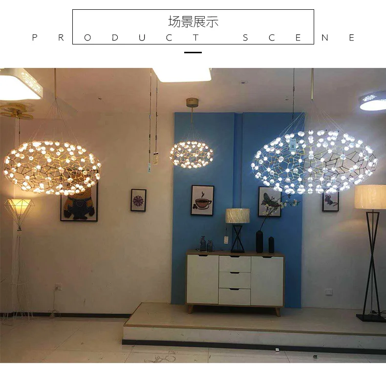 

Post-modern living room dining room personality round chandelier Nordic simple fashion warm bedroom creative nest lighting led