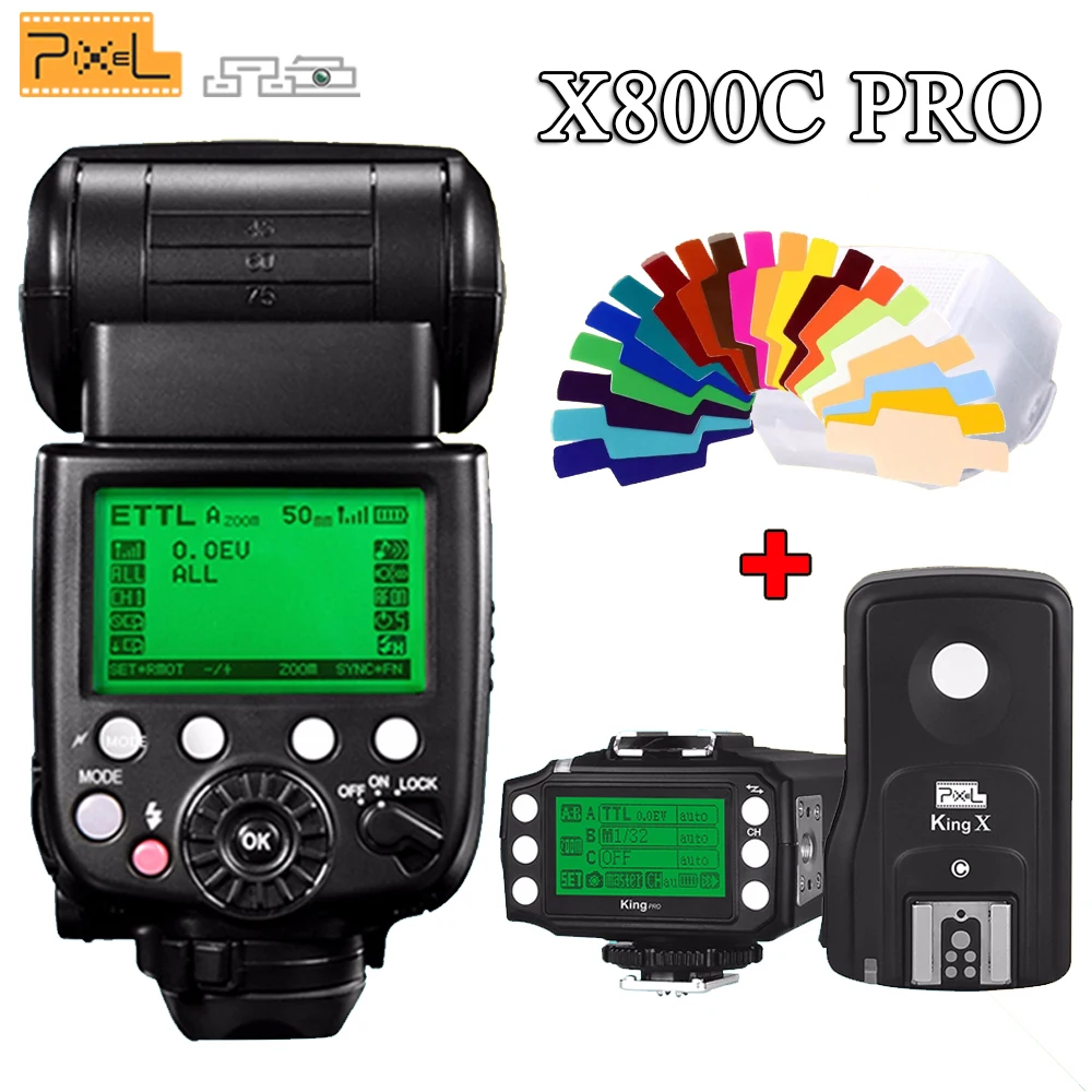 Pixel X800C PRO GN60 ETTL FSK 2 4 GHz радио беспроводная HSS Вспышка Speedlite + King Pro триггера