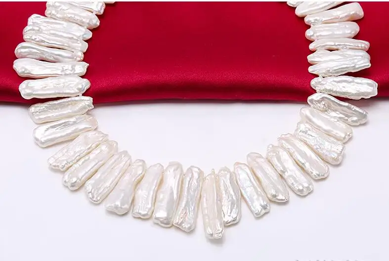 

Women Jewelry natural pearl 25mm bright white baroque slice freshwater pearl beads necklace gift 17'' 42cm