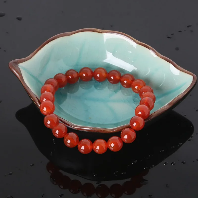 Горячая Распродажа натуральный браслет из натурального камня 8 мм красные бусины