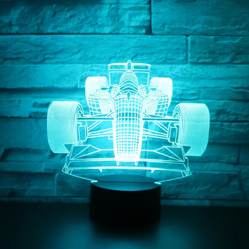 3D LED ночник гоночный автомобиль передний с 7 видов цветов свет для украшения дома