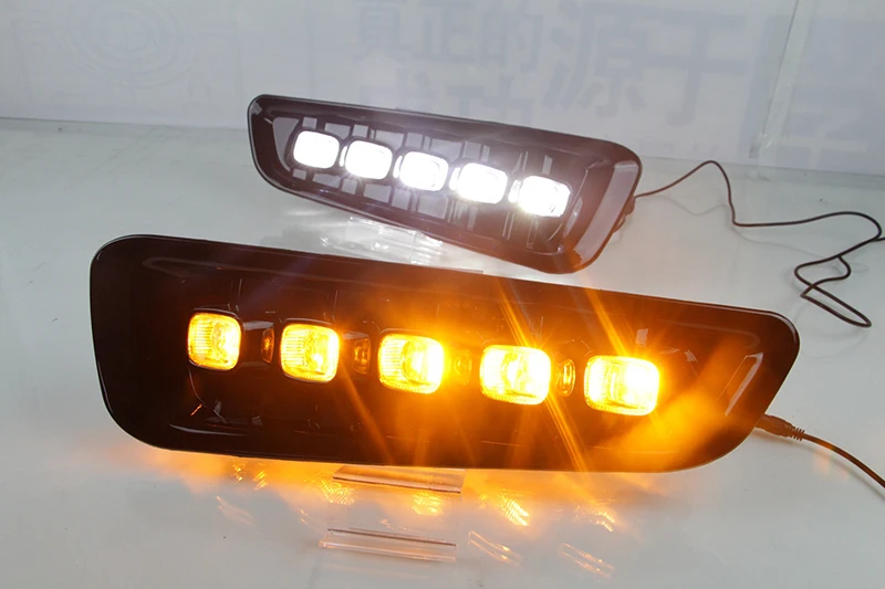 Автомобильные мигающие 2 шт. DRL светодиодный дневные ходовые огни для Ford Raptor SVT F150 с сигналом поворота желтые противотуманные фары