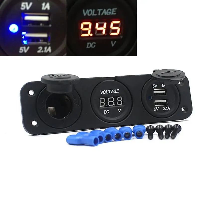 Pretty 12V розетка для автомобильного прикуривателя вольтметр USB зарядное устройство