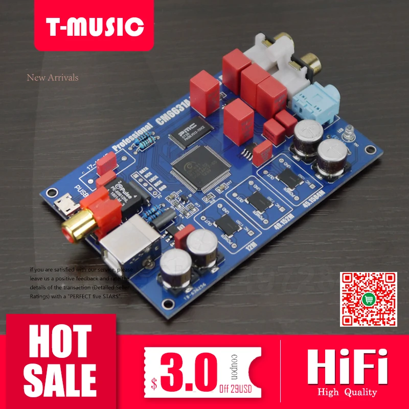 Обновленная версия SITIME CM6631A USB DAC звуковая карта/support 3 5 мм и коаксиальный 24 бит 192K