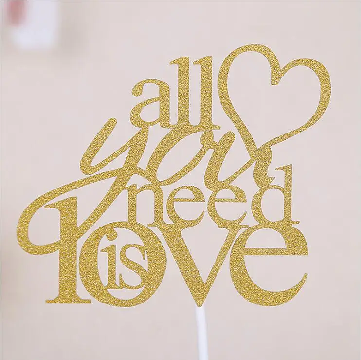 10Pcs All You Need Is Love Cake Topper Gold Inserted Card Wedding Stand Birthday Party Decorations Kids Centerpieces | Дом и сад