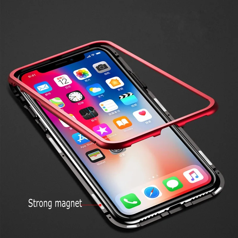 Магнитный адсорбционный металлический чехол для Iphone XS MAX противоударный из