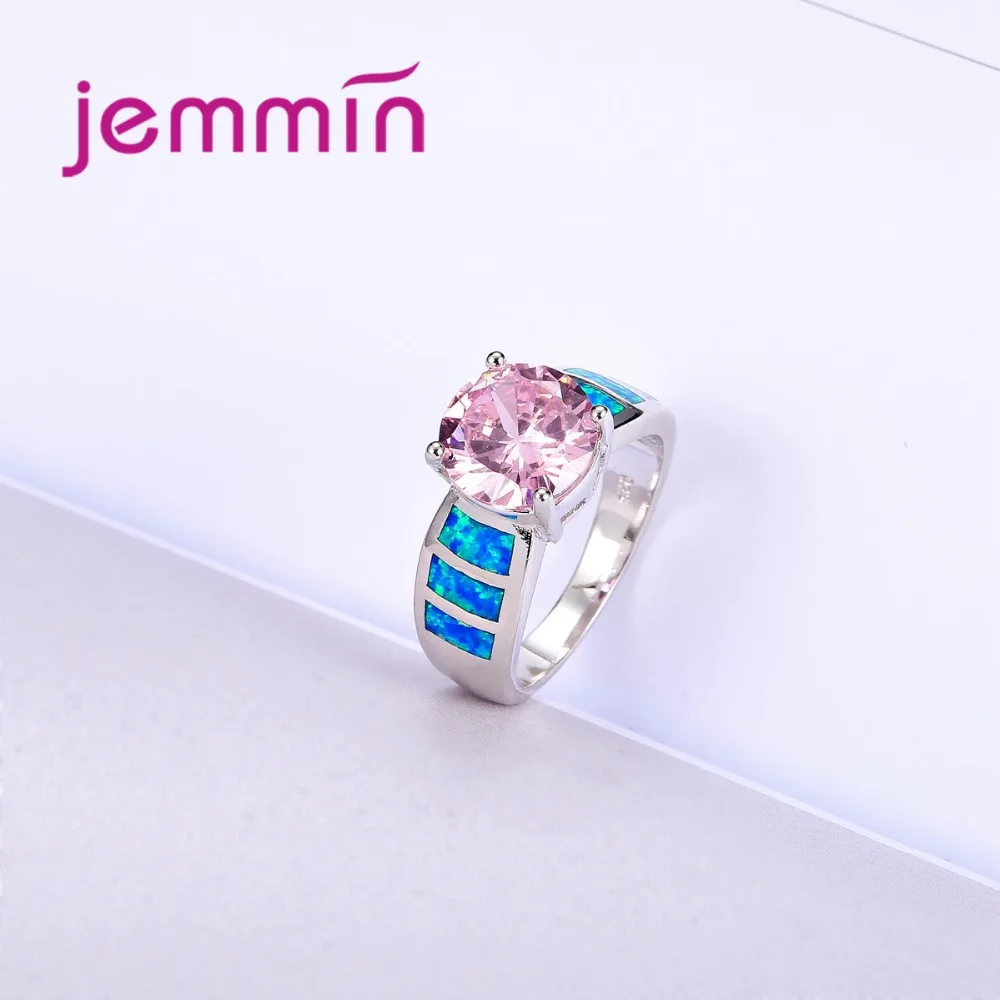 

Big Pink CZ Crystal Opal Ring for Women & Girl 925 Sterling Silver Jewelry Wedding Engagement Promise Ring