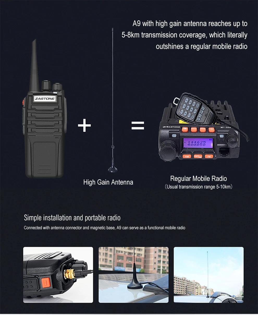 Zastone A9 двухстороннее радио 10 Вт УКВ 136-174 мГц Walkie Talkie 10 км Long Range CB Любительское Райдо портативный трансивер полиции оборудования