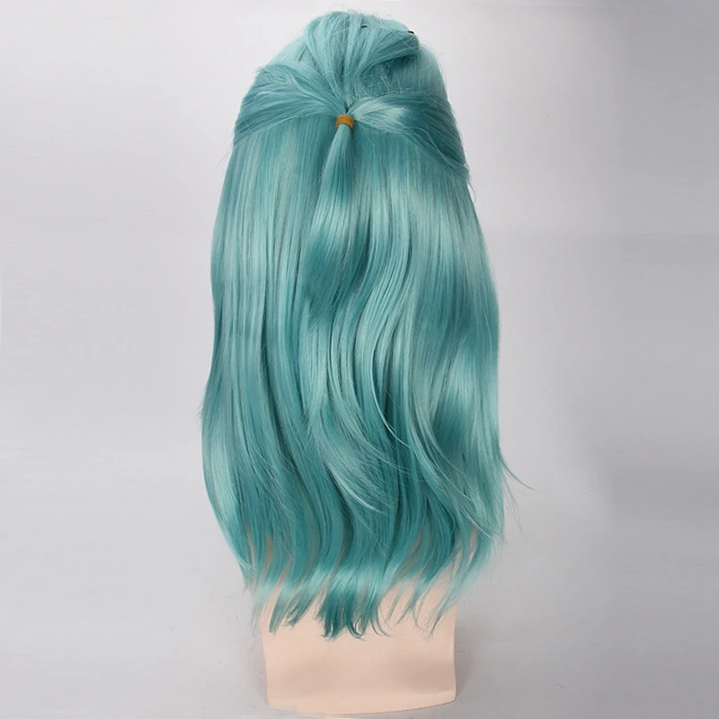 

Hoozuki No Reitetsu Okou 60cm Long Curly Wavy Cosplay Wigs for Anime Costume Party High Quality Synthetic Hair Light Green
