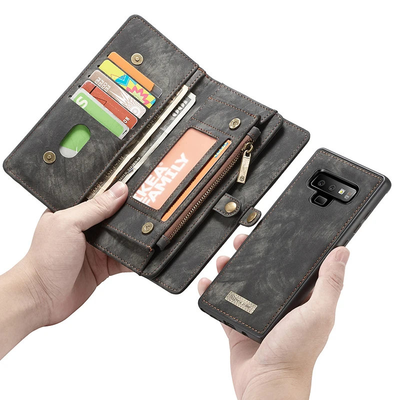 

Чехол-Кошелек CaseMe для iPhone 12 11 Pro MAX, Магнитный съемный чехол из натуральной кожи в стиле ретро для Galaxy Note 10 Plus, 9, 8, S10 Plus, S10E