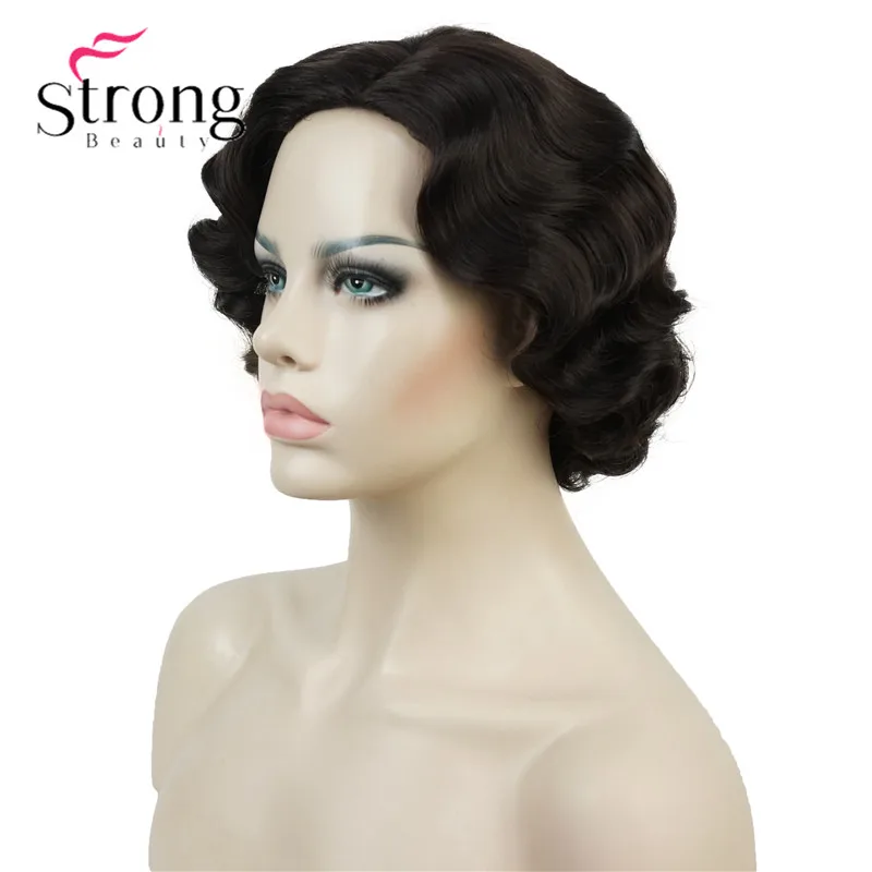StrongBeauty 1920's Flappers Короткий Палец Волна светильник блонд полный синтетический парик