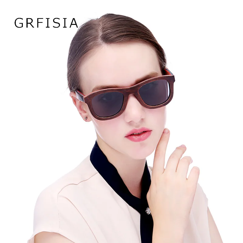 GRFISIA бренд квадратные деревянные солнцезащитные очки для Для женщин