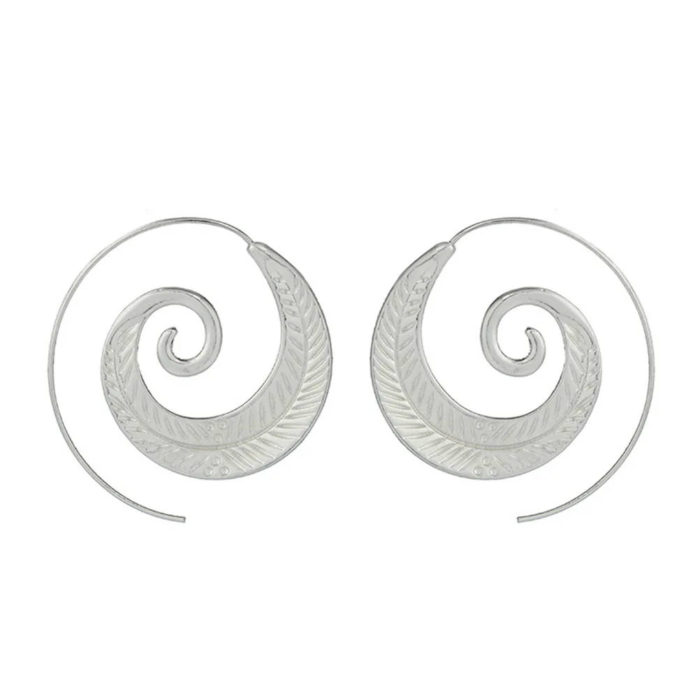 PIXNOR лист спиральные круги круглые свисающие серьги обручи Swirl гвоздики лабиринт