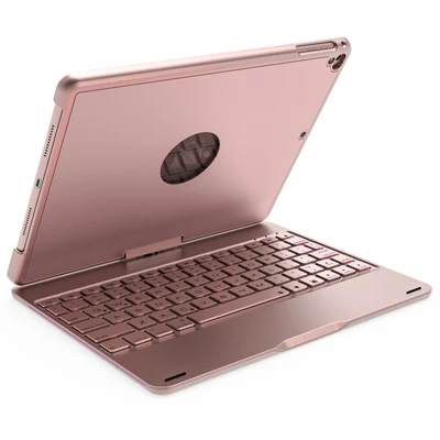 rose gold Роскошные 360 вращающийся алюминиевый сплав чехол для Apple iPad Pro 9,7 /iPad Air/Air 2 Беспроводной покрытие клавиатуры Bluetooth+ ручка+ защитная пленка на экран - Цвет: rose gold