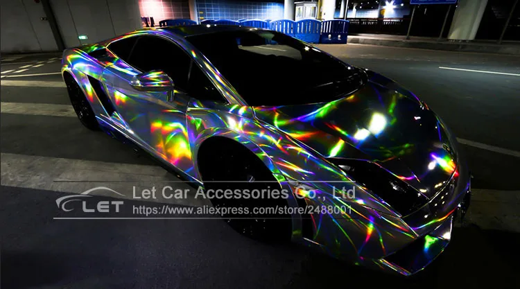 Стайлинг автомобиля черная серебряная голографическая Радужная наклейка