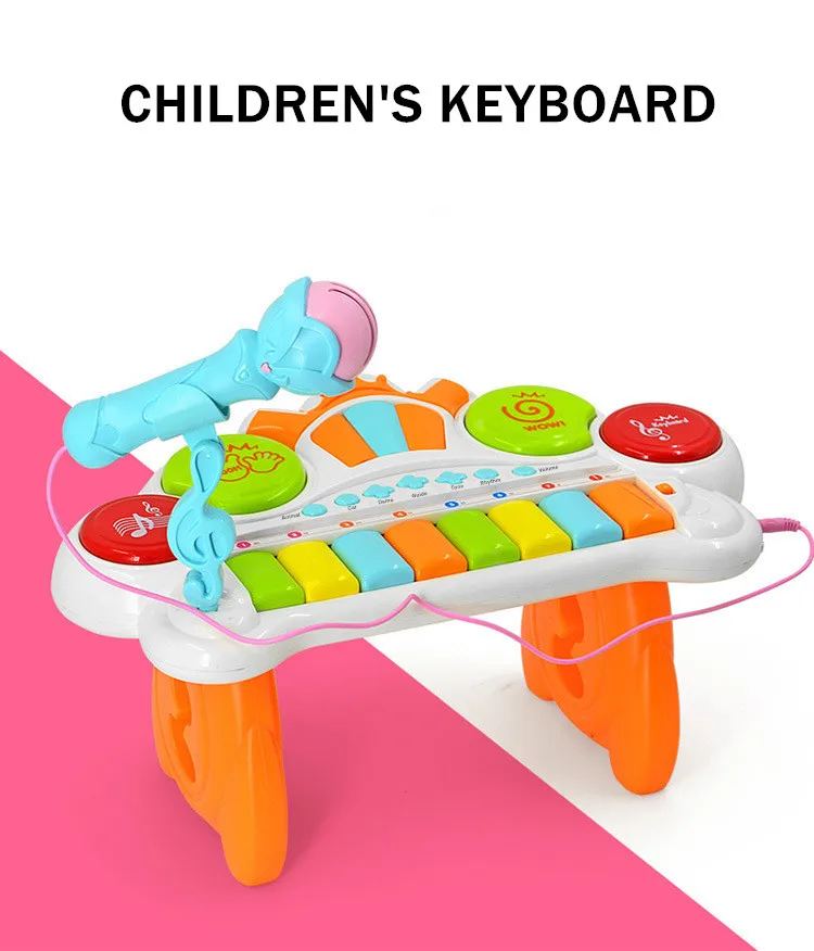 Мини микрофон-клавиатура Музыка Обучение мультимедиа воспроизведение Pianoforte 1-3 лет детские развивающие игрушки, музыкальный инструмент